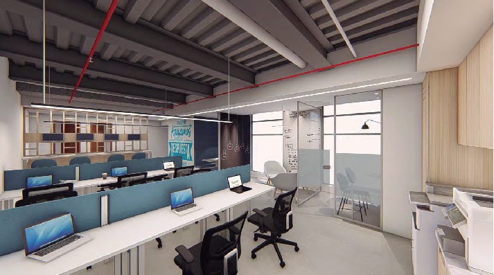 Render interior de oficinas